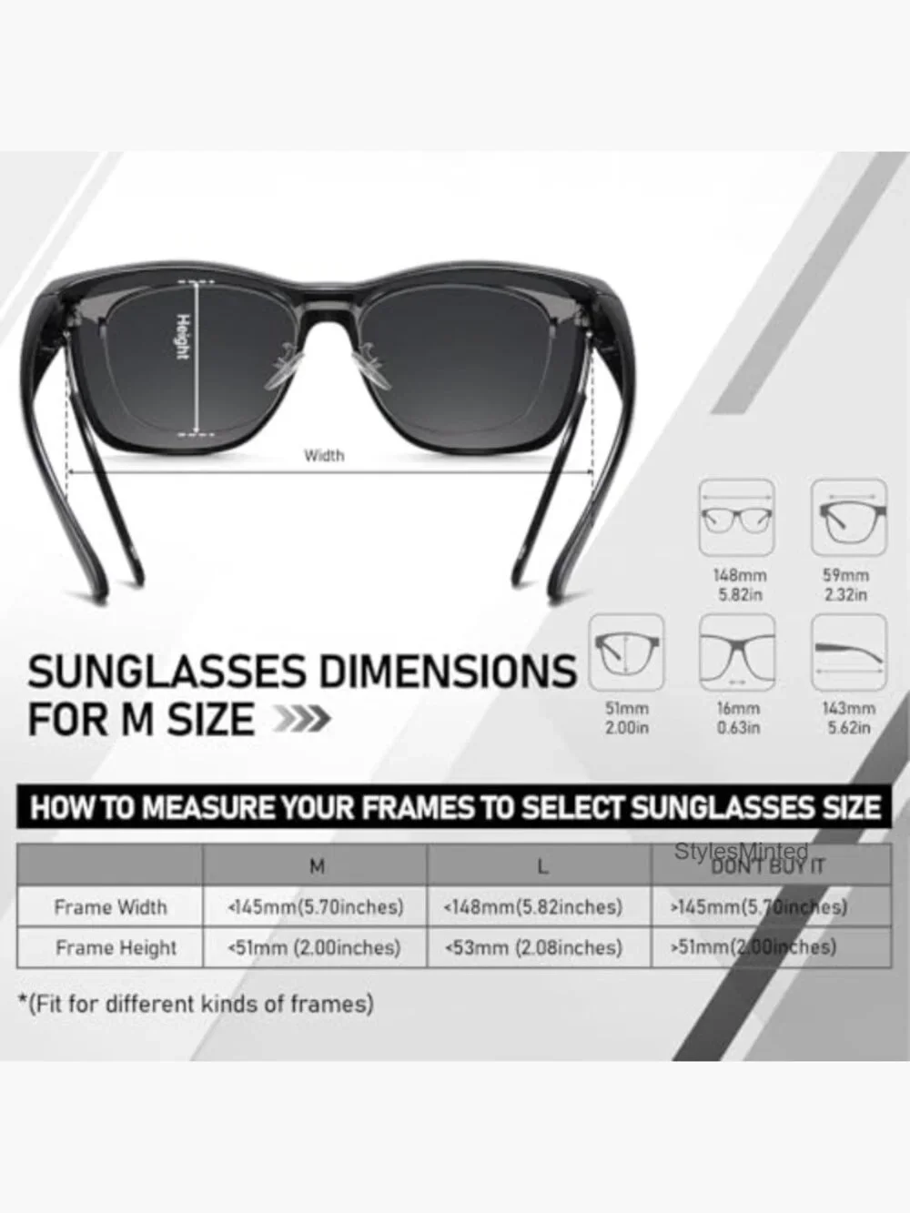 Oversized Fit Over Sunglasses Square UV400 Polarized Men